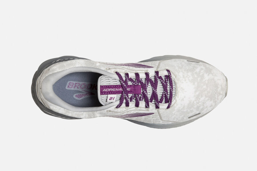 Brooks Adrenaline GTS 21 Road Running Shoes - Womens - White/Purple - DL1248690